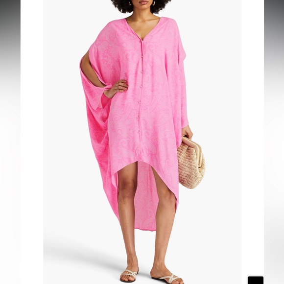 ETRO Pink Paisley Print Crepe de Chine Kaftan Dresses